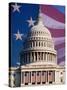 Flag Behind U.S. Capitol-Joseph Sohm-Stretched Canvas