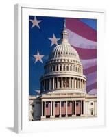 Flag Behind U.S. Capitol-Joseph Sohm-Framed Photographic Print