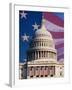 Flag Behind U.S. Capitol-Joseph Sohm-Framed Photographic Print