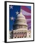 Flag Behind U.S. Capitol-Joseph Sohm-Framed Photographic Print