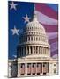 Flag Behind U.S. Capitol-Joseph Sohm-Mounted Photographic Print