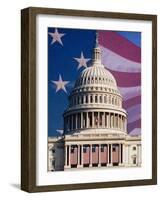 Flag Behind U.S. Capitol-Joseph Sohm-Framed Photographic Print