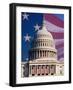 Flag Behind U.S. Capitol-Joseph Sohm-Framed Photographic Print