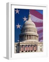 Flag Behind U.S. Capitol-Joseph Sohm-Framed Photographic Print