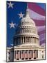 Flag Behind U.S. Capitol-Joseph Sohm-Mounted Photographic Print