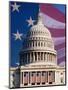 Flag Behind U.S. Capitol-Joseph Sohm-Mounted Photographic Print