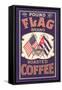 Flag Coffee Label-null-Framed Stretched Canvas