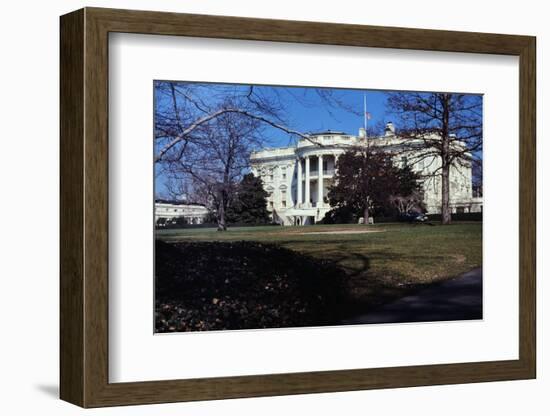 Flag Flying at Half-Staff outside White House-null-Framed Photographic Print