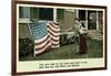 Flag in Front of House-null-Framed Art Print