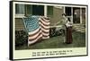 Flag in Front of House-null-Framed Stretched Canvas