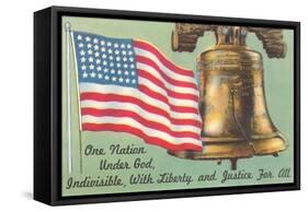 Flag, Liberty Bell and Pledge-null-Framed Stretched Canvas