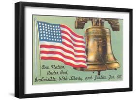 Flag, Liberty Bell and Pledge-null-Framed Art Print