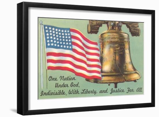 Flag, Liberty Bell and Pledge-null-Framed Art Print