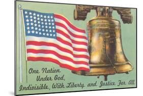 Flag, Liberty Bell and Pledge-null-Mounted Art Print