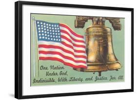 Flag, Liberty Bell and Pledge-null-Framed Art Print