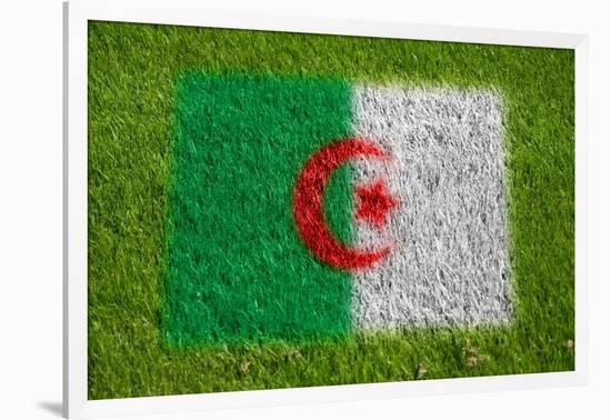 Flag of Algeria on Grass-raphtong-Framed Art Print