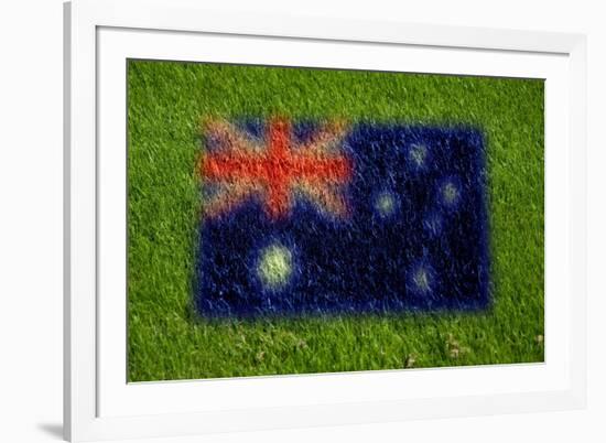 Flag of Australia on Grass-raphtong-Framed Art Print