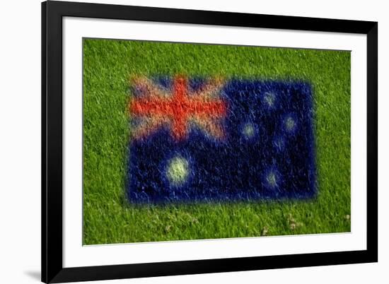 Flag of Australia on Grass-raphtong-Framed Art Print