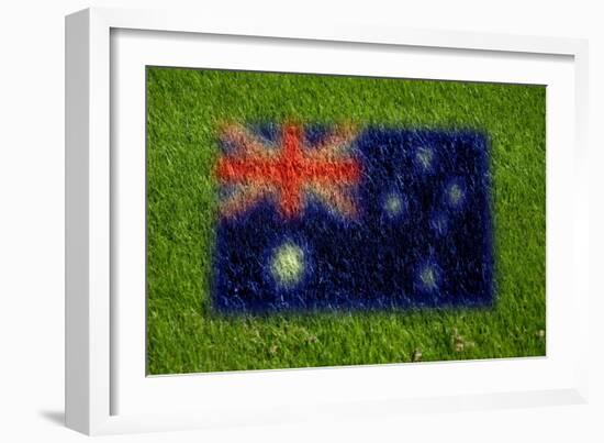 Flag of Australia on Grass-raphtong-Framed Art Print