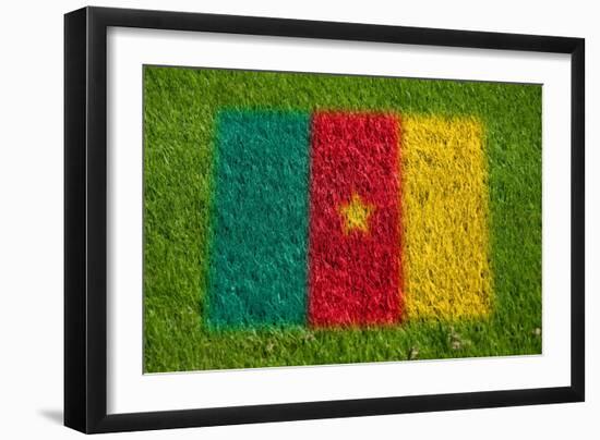 Flag of Cameroon on Grass-raphtong-Framed Art Print