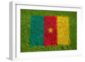 Flag of Cameroon on Grass-raphtong-Framed Art Print