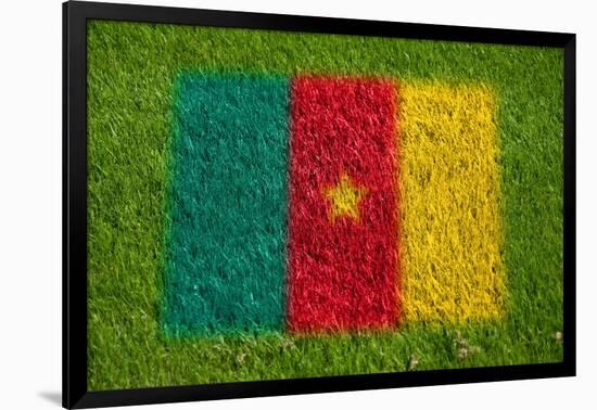 Flag of Cameroon on Grass-raphtong-Framed Art Print