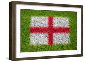 Flag of England on Grass-raphtong-Framed Art Print