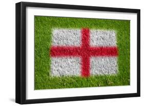 Flag of England on Grass-raphtong-Framed Art Print