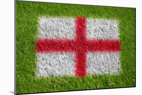 Flag of England on Grass-raphtong-Mounted Art Print