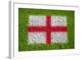 Flag of England on Grass-raphtong-Framed Art Print