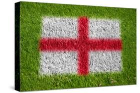 Flag of England on Grass-raphtong-Stretched Canvas