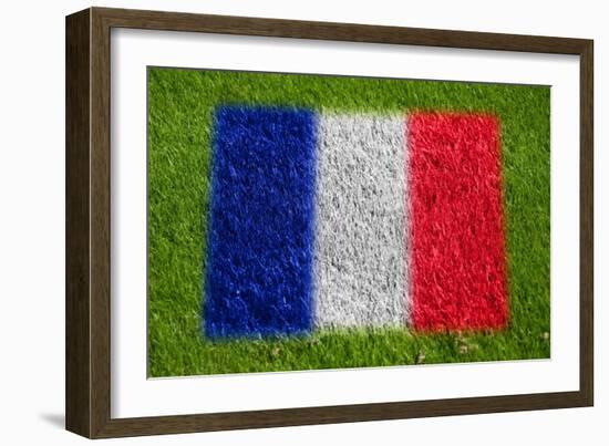 Flag of France on Grass-raphtong-Framed Art Print