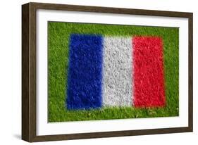 Flag of France on Grass-raphtong-Framed Art Print