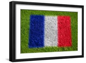 Flag of France on Grass-raphtong-Framed Art Print