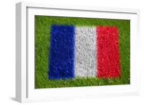 Flag of France on Grass-raphtong-Framed Art Print