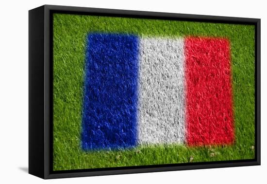 Flag of France on Grass-raphtong-Framed Stretched Canvas