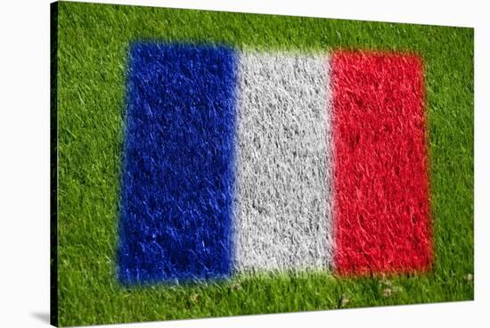 Flag of France on Grass-raphtong-Stretched Canvas