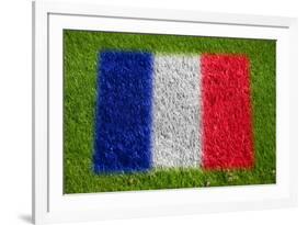 Flag of France on Grass-raphtong-Framed Art Print