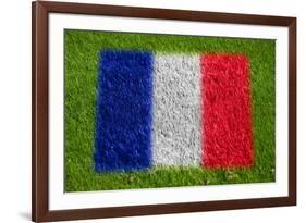 Flag of France on Grass-raphtong-Framed Art Print