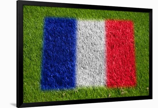 Flag of France on Grass-raphtong-Framed Art Print