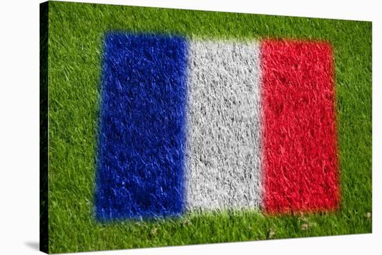 Flag of France on Grass-raphtong-Stretched Canvas