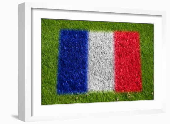 Flag of France on Grass-raphtong-Framed Premium Giclee Print