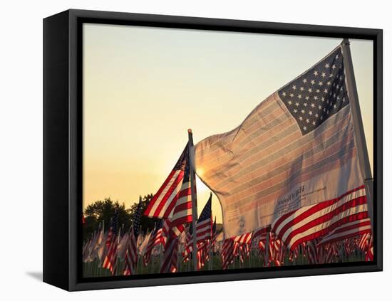 Flag of Honor and American Flags in Honor of the Ten Year Anniversary of 9/11, Salem, Oregon, Usa-Rick A. Brown-Framed Stretched Canvas