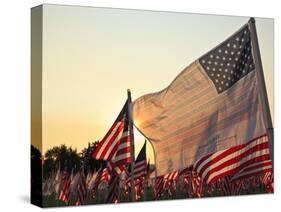 Flag of Honor and American Flags in Honor of the Ten Year Anniversary of 9/11, Salem, Oregon, Usa-Rick A. Brown-Stretched Canvas