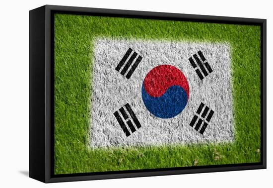 Flag of Korea on Grass-raphtong-Framed Stretched Canvas