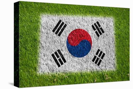 Flag of Korea on Grass-raphtong-Stretched Canvas