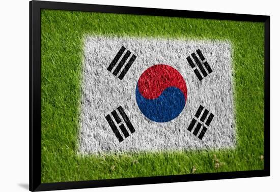 Flag of Korea on Grass-raphtong-Framed Art Print