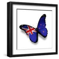 Flag Of New Zealand Butterfly, Isolated On White-suns_luck-Framed Art Print