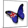 Flag Of New Zealand Butterfly, Isolated On White-suns_luck-Mounted Art Print