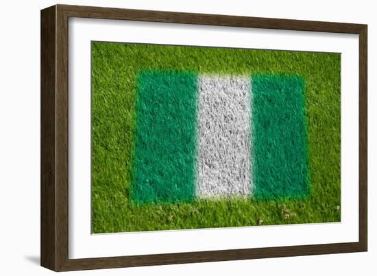 Flag of Nigeria on Grass-raphtong-Framed Art Print